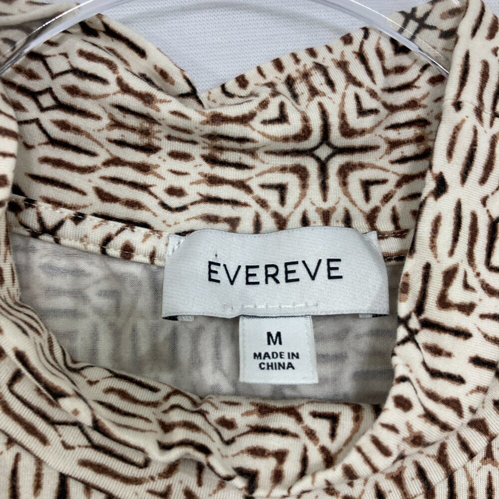Evereve Medium Mock Neck Black Cream Geometric Sleeveless Stretch Top - Picture 4 of 9